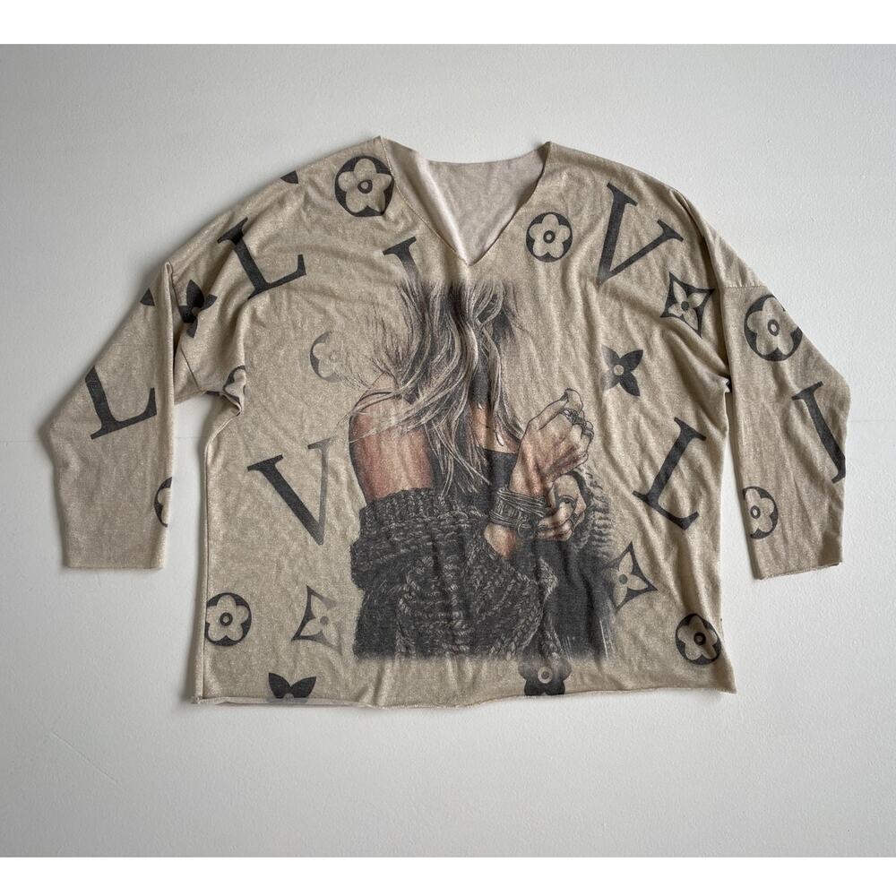 Boho Girl Oversized Long Sleeve Top / Euro Made in Italy 2010s Indie Sleaze